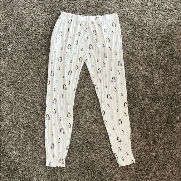 KYTE BABY Women’s Bamboo Jogger Pajama Lounge Pants White with Penguins LARGE - Picture 6 of 6